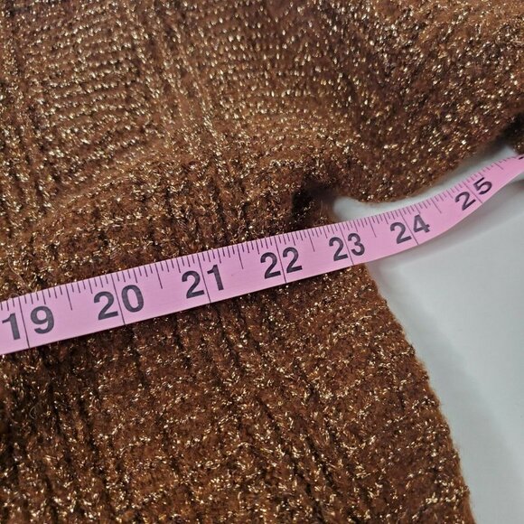 Small Oversized Cardigan Brown Metallic Festive Boho Pockets - Picture 8 of 9
